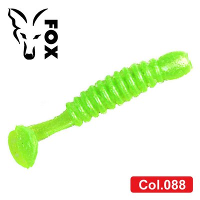 Силіконовий віброхвіст для мікроджигу FOX 4см Maggot #088 (bright green) (їстівний, 10шт) 7638 фото