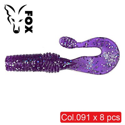 Силиконовый твистер для микроджига FOX 5,5см Grubber #091 (electric violet) (съедобный, 8шт) 6685 фото