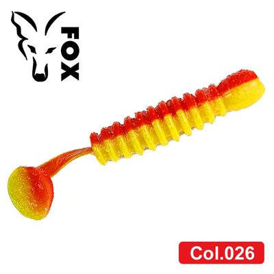 Silicone vibrating tail for microjig FOX 4cm Maggot #026 (red yellow) (edible, 10 pcs) 6724 фото