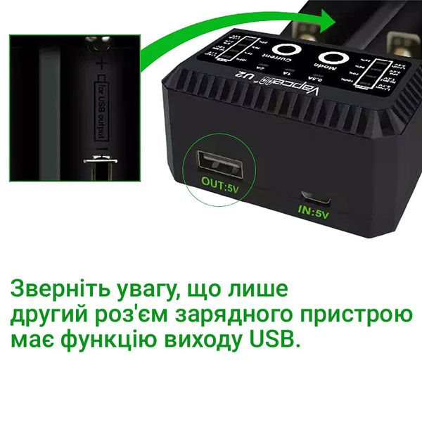 Vapcell U2 - smart charger with 2 channels 2 A for Ni-Mh, Ni-Cd and Li-Ion + PowerBank function VapcellU2 фото