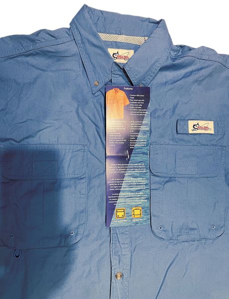 Koszula wędkarska World Wide Sportsman, L, 100% bawełna, krótki rękaw, niebieskie jezioro (jasnoniebieski) 235868 фото