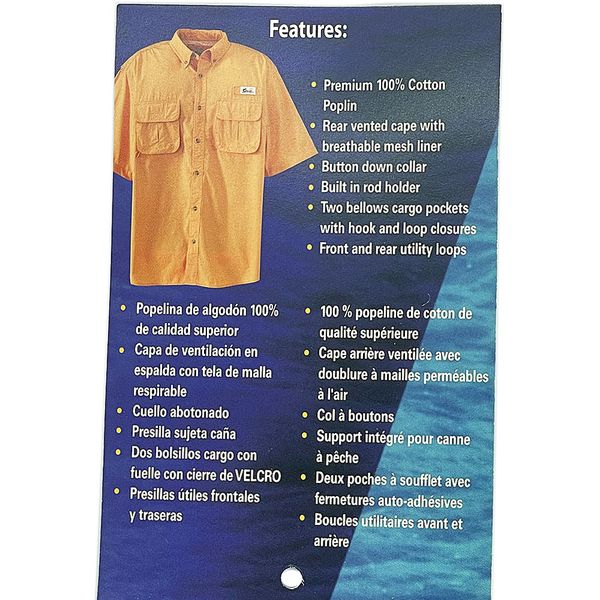 Koszula wędkarska World Wide Sportsman, L, 100% bawełna, krótki rękaw, niebieskie jezioro (jasnoniebieski) 235868 фото