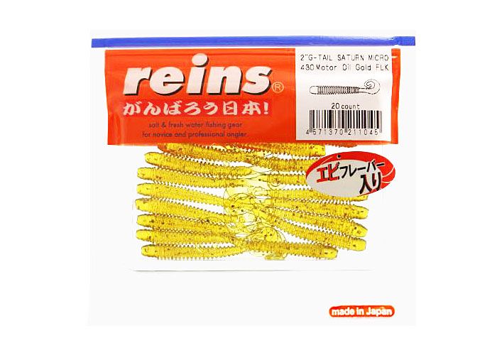 Silicone twister for micro jig Reins G-tail Saturn Micro 2" #430 Motor Oil Gold FLK (edible, 20 pcs) 6403 фото