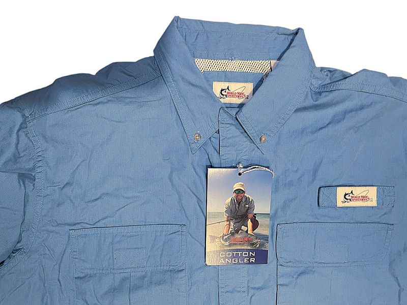 World Wide Sportsman Fishing Shirt, L, 100% Cotton, Short Sleeve, Blue Lake (light blue) 235868 фото