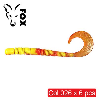 Silicone worm FOX 10cm Crawler #026 (red yellow) (edible, 6 pcs) 5891 фото
