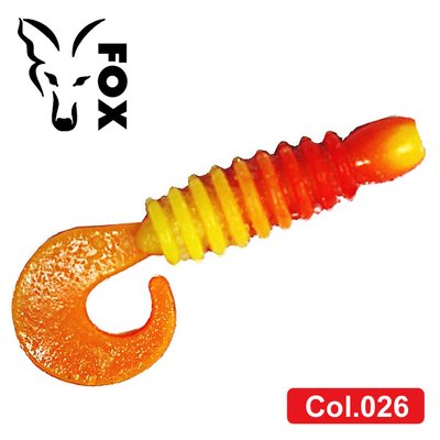 Силиконовый твистер для микроджига FOX 3,5см Krill #026 (red yellow) (съедобный, 10шт) 6563 фото