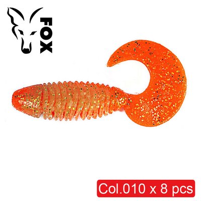 Силиконовый твистер для микроджига FOX 5,5см Fluffy #010 (orange gold) (съедобный, 8шт) 6569 фото