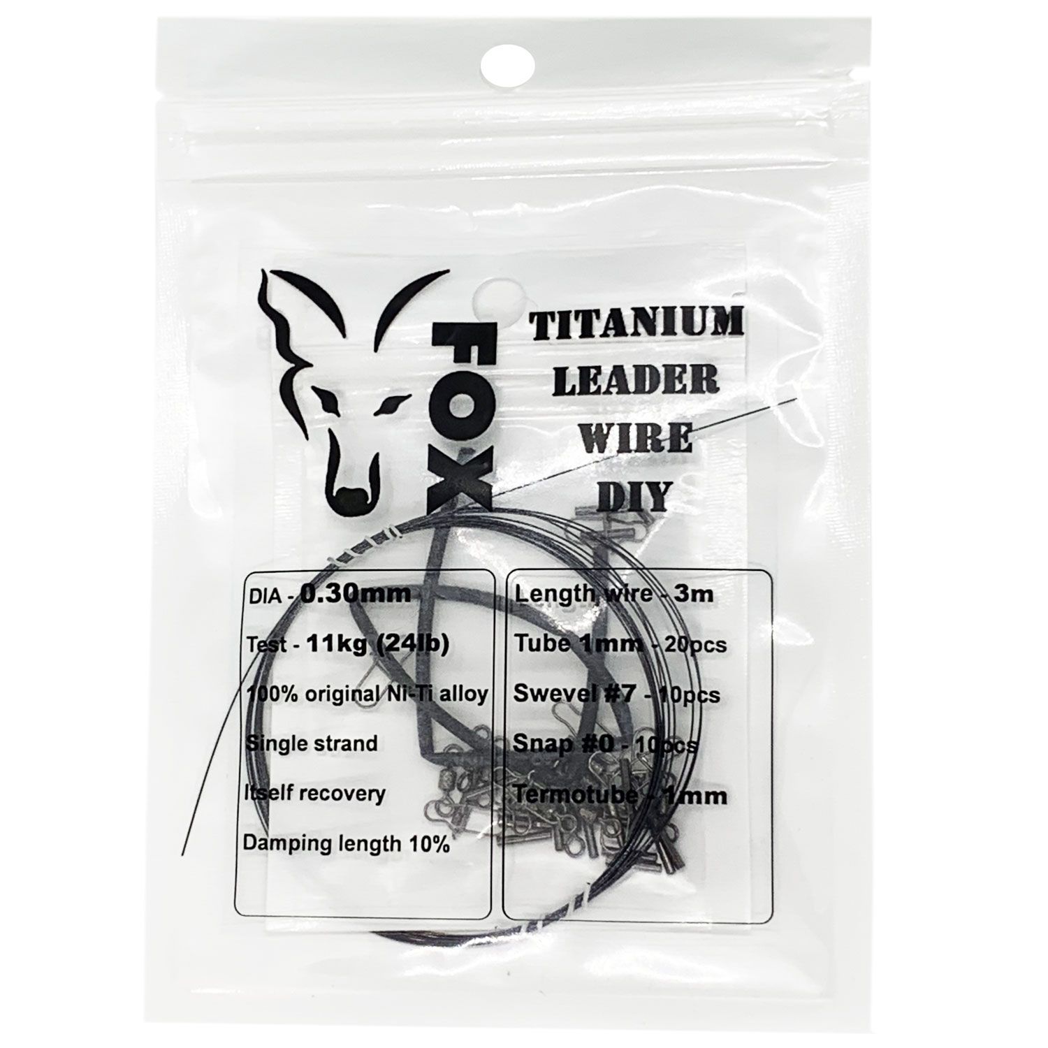Купити Titanium leash 0.3mm 24lb 11kg 3m FOX Titanium Leader Wire DIY, kit  for making 10123 в інтернет магазині