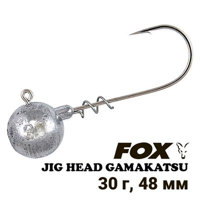 Свинцовая Джиг Головка FOX крючок-штопор Gamakatsu #5/0 30г (1шт) 8525 фото