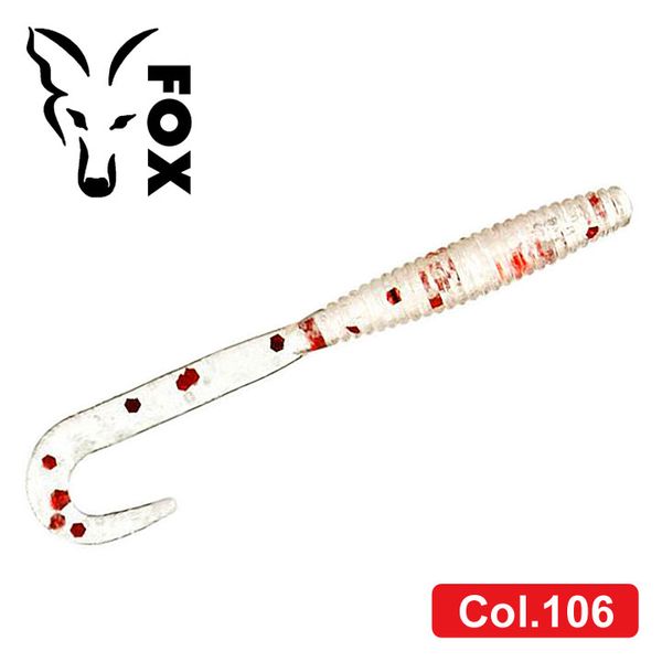 Silicone twister for microjig FOX 5cm Nimble #106 (clear silver red) (edible, 1 piece) 6293 фото