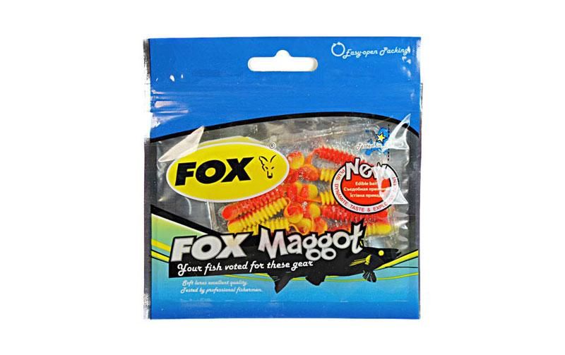 Силиконовый виброхвост для микроджига FOX 4см Maggot #060 (жёлтый арлекин) (съедобный, 10шт) 6780 фото