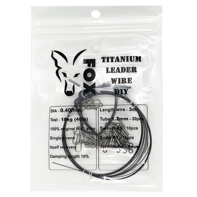Titanium leash 0.4mm 40lb 18kg 3m FOX Titanium Leader Wire DIY, kit for making 10122 фото