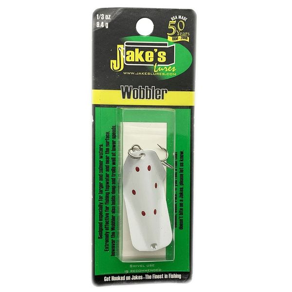 Oscillating spoon Jake's Lures Wobbler White/Red Dots 7606 фото