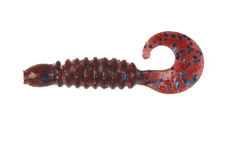 Silicone twister for microjig FOX 3.5cm Krill #008 (cherry, blue glitter) (edible, 10 pcs) 5969 фото