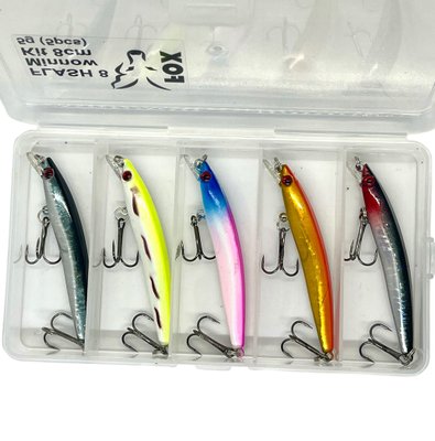 Набір воблерів FOX Flash 8 Minnow Kit 8 cm (5 шт приманок + коробка) FXFlash8MNNWKT-5 фото