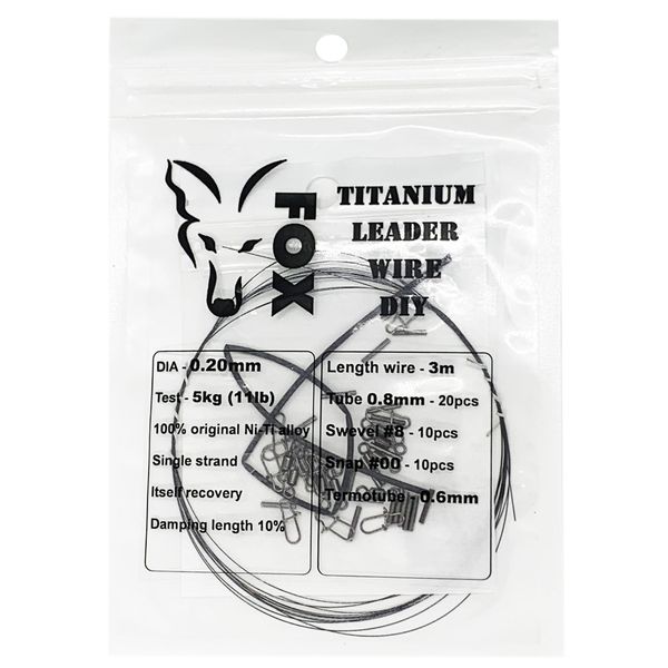 Smycz tytanowa 0.2mm 11lb 5kg 3m FOX Titanium Leader Wire DIY, zestaw do zrobienia 10121 фото