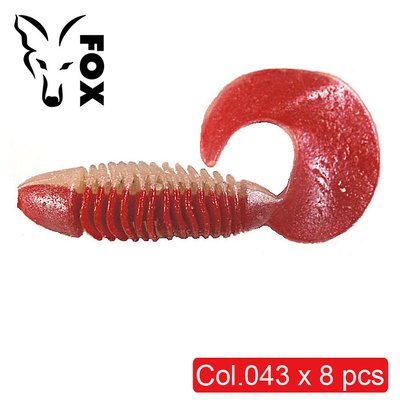 Silicone twister for microjig FOX 5.5cm Fluffy #043 (red perlamutr) (edible, 8 pcs) 5778 фото
