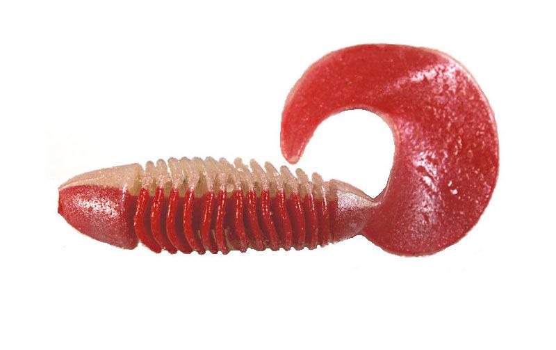 Silicone twister for microjig FOX 5.5cm Fluffy #043 (red perlamutr) (edible, 8 pcs) 5778 фото