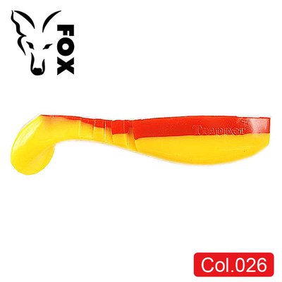 Силіконовий віброхвіст FOX 12см Trapper #026 (red yellow) (1шт) 9850 фото