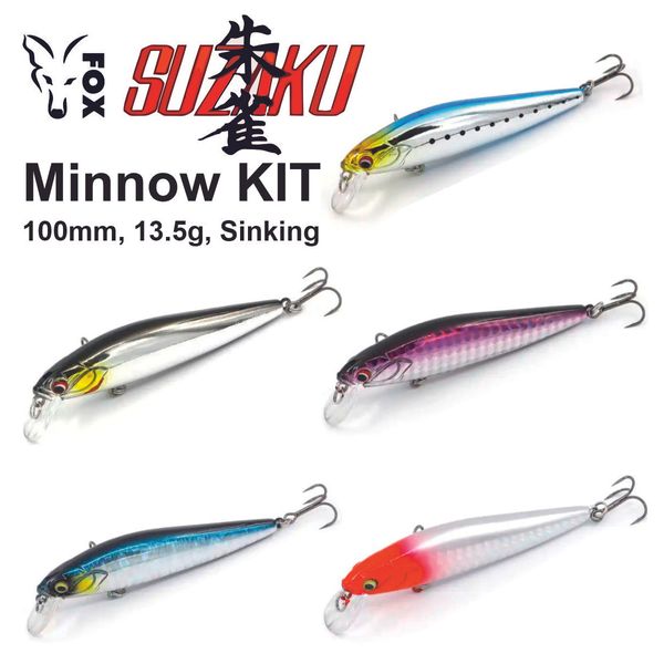 Set of wobblers FOX SUZAKU Minnow Kit 10cm (5 pieces of bait + box) FOXAUZAKU100 фото