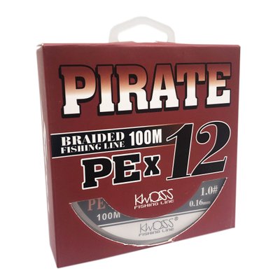 Шнур Pirate PEx12 100м #1.0 0.16мм 16.5кг сірий 7879 фото