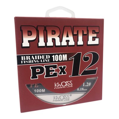 Шнур Pirate PEx12 100м #1.2 0.18мм 16.5кг сірий 7875 фото