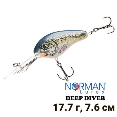 Воблер Norman Lures Deep Diver 76мм 17,7гр GDD22-263 Blue Gill 9407 фото