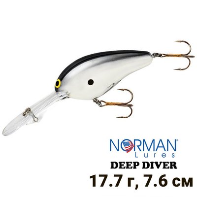 Воблер Norman Lures Deep Diver 76мм 17,7гр DD22-01 Chrome/Black 9409 фото