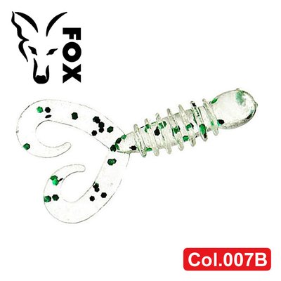 Силиконовый твистер для микроджига FOX 4см Sparus #007B (clear silver green) (съедобный, 20шт) 5508 фото