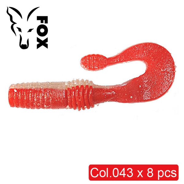 Силиконовый твистер для микроджига FOX 5,5см Grubber #043 (red perlamutr) (съедобный, 8шт) 6618 фото