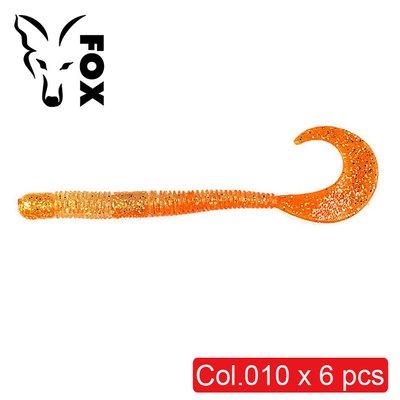 Силіконовий хробак FOX 10см Crawler #010 (orange gold) (їстівний, 6шт) 6696 фото