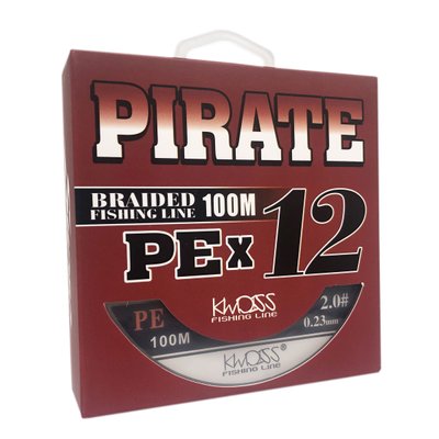 Шнур Pirate PEx12 100м #2.0 0.23мм 20.7кг сірий 7887 фото