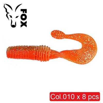 Силиконовый твистер для микроджига FOX 5,5см Grubber #010 (orange gold) (съедобный, 8шт) 6524 фото