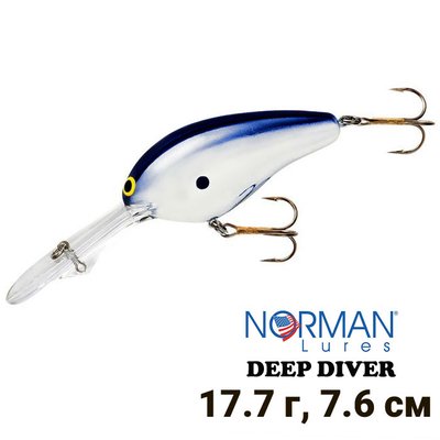 Wobbler Norman Lures Deep Diver 76mm 17.7g DD14-03 Chrome/Blue 9415 фото