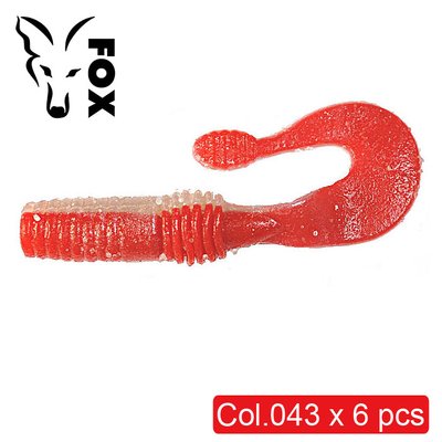 Silicone twister FOX 9cm Grubber #043 (red perlamutr) (edible, 6 pcs) 6720 фото