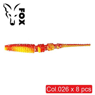 Силиконовый слаг для микроджига FOX 5,5см Leech (JAVASTICK) #026 (red yellow) (съедобный, 8шт) 8860 фото