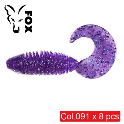 Силиконовый твистер для микроджига FOX 5,5см Fluffy #091 (electric violet) (съедобный, 8шт) 5774 фото
