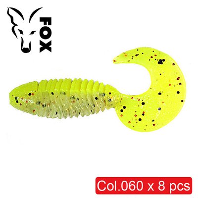 Silicone twister for microjig FOX 5.5cm Fluffy #060 (yellow harlequin) (edible, 8 pcs) 6387 фото