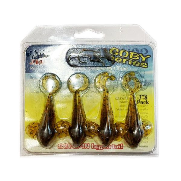 Silicone twister JEWEL BAIT Sculpin Hypertail 3" (8 pcs, 7.5 cm) Rootbeer Pepper 10589 фото