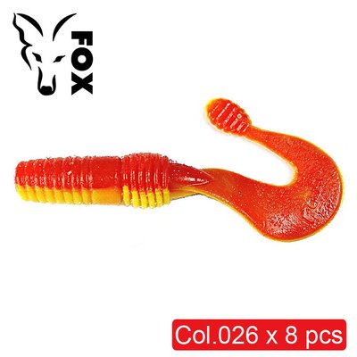 Силиконовый твистер для микроджига FOX 5,5см Grubber #026 (red yellow) (съедобный, 8шт) 7636 фото