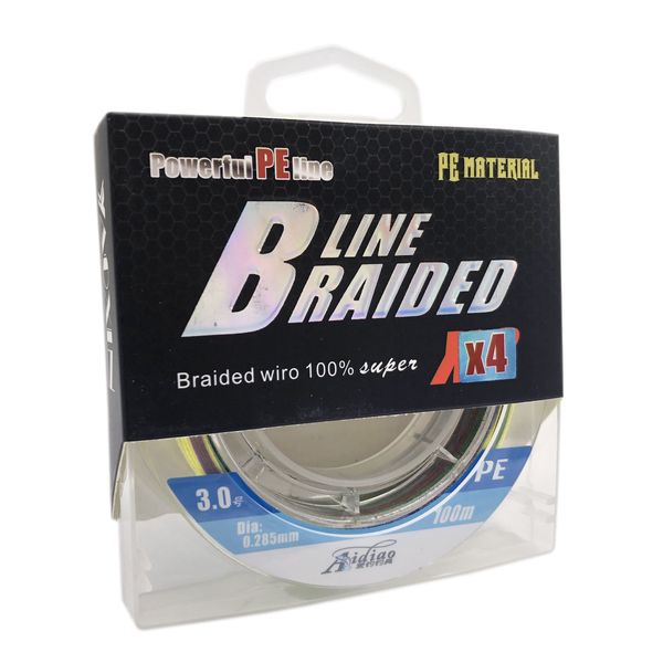 Cord Aidiao Line Braided PEx4 100m #3.0 0.285mm 27.5kg multi-colored 7844 фото