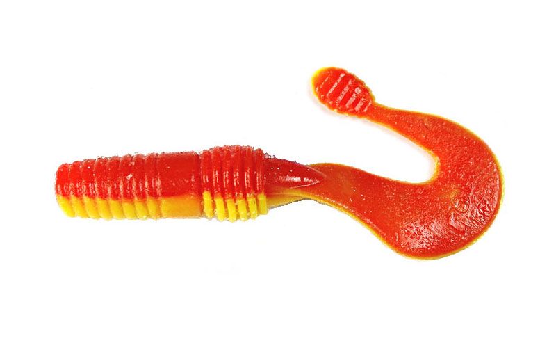 Silicone twister for microjig FOX 5.5cm Grubber #026 (red yellow) (edible, 8 pcs) 7636 фото
