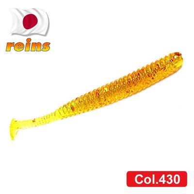 Silicone vibrating tail Reins Aji Adder Shad 3" #430 Motor Oil Gold FLK (edible, 8 pcs) 5952 фото