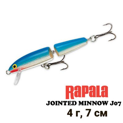 Wobbler Rapala Jointed Minnow J07 B 9009 фото