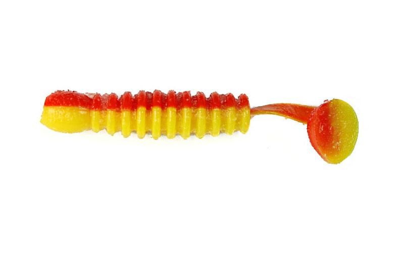 Silicone vibrating tail for microjig FOX 4cm Maggot #026 (red yellow) (edible, 10 pcs) 6724 фото