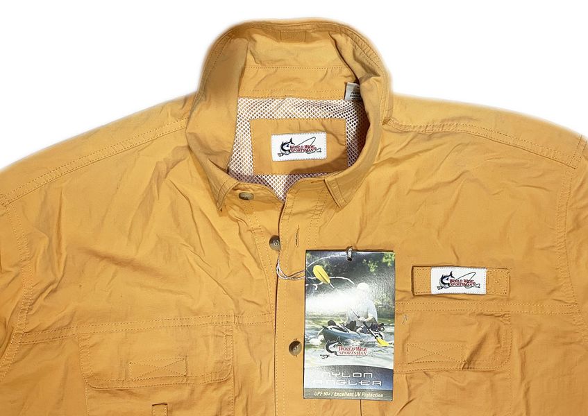 World Wide Sportsman Fishing Shirt, L, Nylon UPF 50+, Short Sleeve, Mandarin 235866 фото