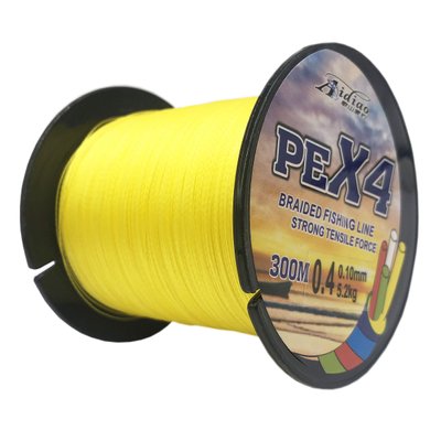 Cord Aidiao PEx4 300m #0.4 0.10mm 5.2kg yellow 7882 фото