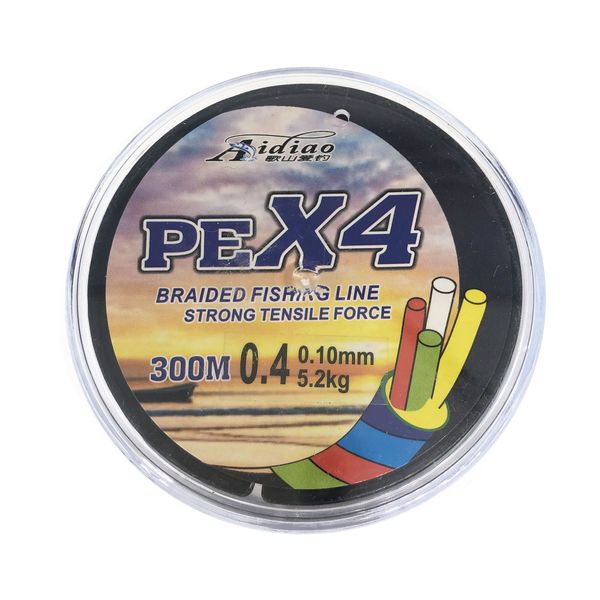 Cord Aidiao PEx4 300m #0.4 0.10mm 5.2kg yellow 7882 фото