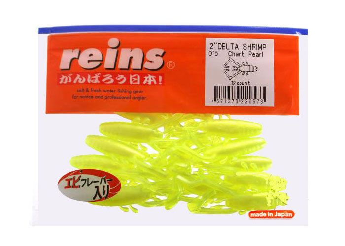 Силіконова креветка для мікроджигу Reins Delta Shrimp 2" #015 Chart Pearl (їстівна, 12шт) 5850 фото