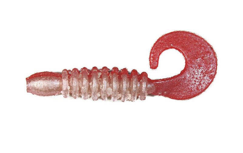 Силиконовый твистер для микроджига FOX 3,5см Krill #043 (red perlamutr) (съедобный, 10шт) 5922 фото